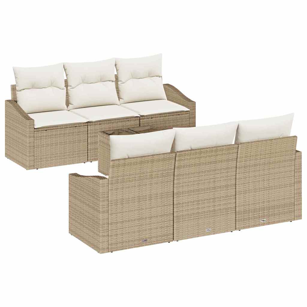 Garten-Sofa-Set 7 pcs Beige und Creme 55 x 55 x 37 cm
